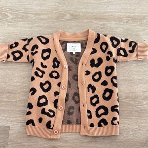 Huxbaby Kids Leopard Print Cardigan - Black and Tan